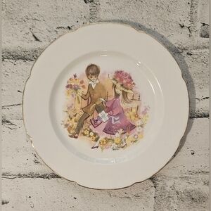 Vintage Royal Grafton Saucer Boy & Girl in Field. #2925 English Bone China